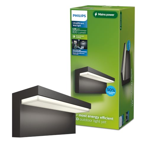 Philips Lighting Bustan UltraEfficient Outdoor wall Light, 3.8W 4000K, Antracite, IP44 Weatherproof