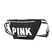 Homekit Pink Letter Fanny Pack Waist Bags Waterproof Nylon Beach Bag Women Purses Sports Handbags Outdoor Cosmetic Bags (black)
