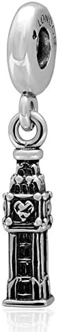 Bell Tower Charm 925 Sterling Silver Famous Building Charm Travel Charm Dangle Charm for Bracelet (Bell tower)