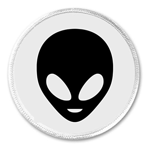 Black Alien Face 3" Sew On Patch Extraterrestrial Outer Space