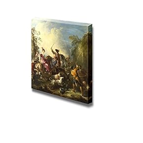 The Boar Hunt by Joseph Parrocel - Canvas Print Wall Art Famous Oil Painting Reproduction - 12" x 12"
