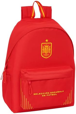 SELEÇÃO NACIONAL ESPANHOLA DE FUTEBOL - Mochila portátil 14,1", ideal para jovens de diferentes idades, confortável e versátil, de qualidade e resistência, 31x13x43 cm