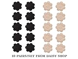 Nipple pasties One-off pasty bra Breast petals cover 10 PAIRS (BLACK&NUDE)