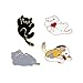 Winzik Novelty Brooch Pin Set 4pcs Cute Cartoon Cat Kitten Pattern Enamel-liked Lapel Pins Set Badges Ornaments for Women Girls Clothes Bags Backpacks Decor