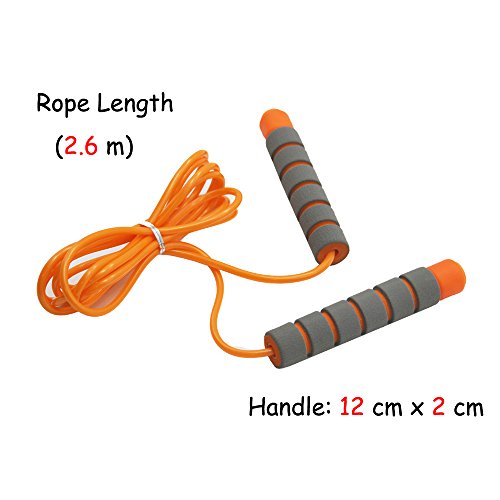 Adjustable Soft Skipping Rope with Skin-friendly Foam Handles for Kids, Children, Students and Adults - Orange & Green