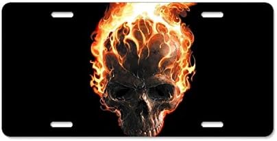Imtailang Fire Skull Custom Plate Frame Stainless Steel Express Personalized Tag Holder