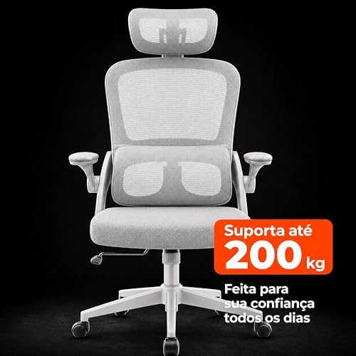 Laruno Cadeira de Escritório Presidente Madri Ergonômica Giratória Reclinável com Apoio de Pés Cadeira Gamer Diretor Suporte Lombar Estofada Braço Articulado Conforto Premium Suporta até 200kg