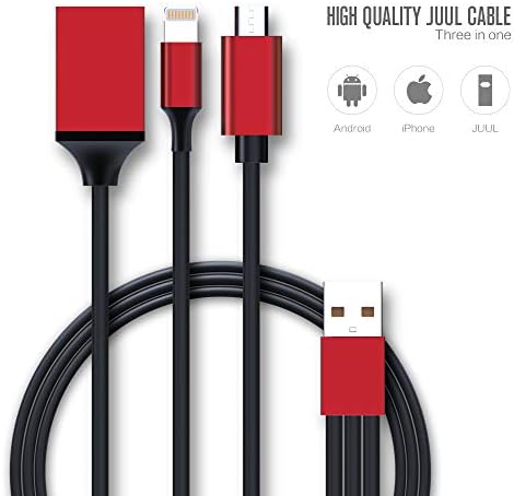 Multi 3-in-One USB Charger Cable - 32-inch Length - Quality TPE Material - RED