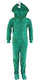 Komar Kids Big Boys' Green Dino Hooded Footed Pajamas