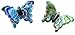 Linpeng MP-16,17 2 Piece Murano Glass Butterfly Lampwork/Millefiori Chunky Pendant, Blue Green