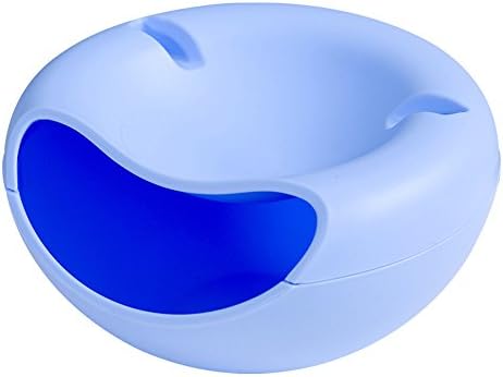 Foutou Lazy Creative Shape Double Layer shape Bowl Perfect For Seeds Nuts And Dry Fruits Storage Box With Mobile Holder(4 colours) (Blue)