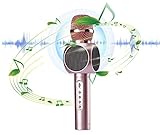 ESHISHANG Multi Magic Karaoke player Portable Wireless Bluetooth Microphone with Mic Speaker Condenser Fashion Home Mini Karaoke Player KTV Singing Record for Apple Samsung iPhone Smart Phone (Gold)