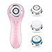 Hangsun Electric Face Brush SC200 Facial Brush Waterproof Sonic Cleansing System Portable Face Exfoliator Rechargeable Cleanser Massager Scrubber with 3 Replacement Heads for Body Skin Care (Pink)