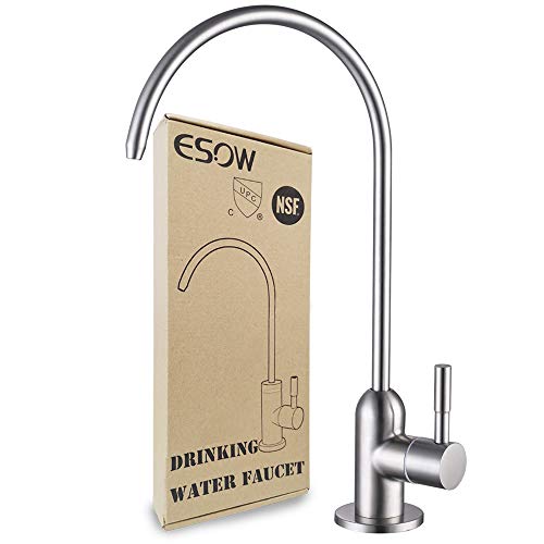ESOW Kitchen Drinking Water Faucet, 100% Lead-Free Kitchen Water Filter Faucet Fits most Reverse Osmosis Units or Water Filtration System in Non-Air Gap, Stainless Steel 304 Body Brushed Nickel Finish