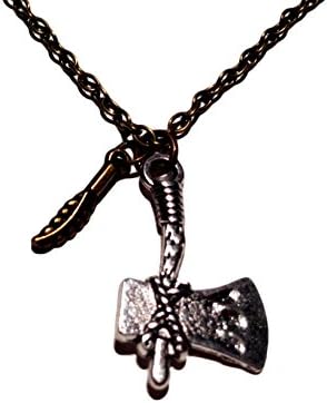 Striking Tomahawk and Feather Two Toned Charm Necklace