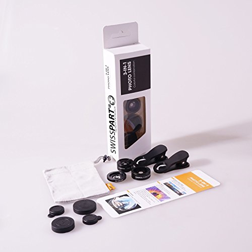 Cell Phone Camera Lens Kit 3 in 1 + Two Universal Clip On adapter 180Â° Fisheye 15x Macro 0.36x Super Wide For iphone Samsung Galaxy Smartphone