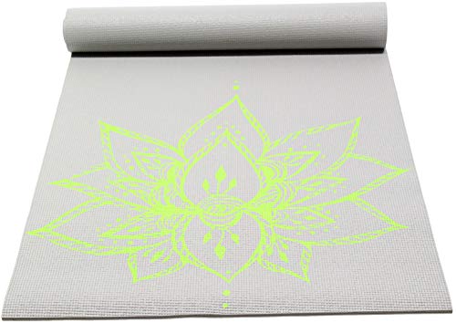 Sol Living Premium Extra Thick Non-Slip Yoga Mat - Durable Yoga Mats for Fitness,Meditation, Pilates, Workout and Exercise 24 x 72 Inches (Grey Lotus)