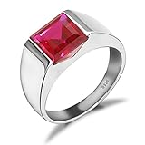 Jewelrypalace Men's Square 3.3ct Created Red Ruby
