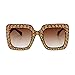 ROYAL GIRL Sunglasses For Women Oversized Square Luxury Crystal Frame Brand Designer Fashion Glasses (Brown-Gradient, 67)