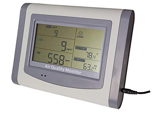 Pollution & Air Quality Monitor for CO2 PM2.5/PM10 Temperature Humidity. Measures Indoor Air Quality. Monitors CO2, Dust, Smoke, PM2.5 Air Pollution for Home Office and Various Occasion - Thumbnail 4