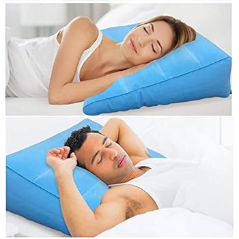 Large Inflatable Bed Wedge Pillow - Portable Velvety Lightweight (17ozs) Cushion with Quick & Easy Inflate and Deflate Valve - Travel for Sleeping Comfort or Foot Elevation