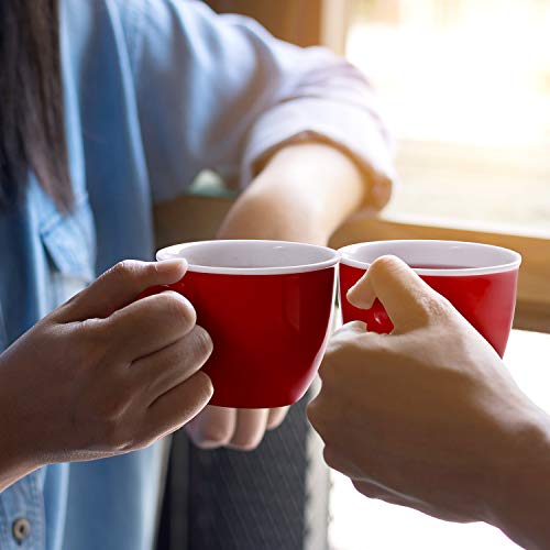 image for LIFVER (Set of 4) Cappuccino Cups with Saucers, 8 Ounces Porcelain Dem