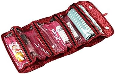 Yuchoi Multifunction Women Roll-N-Go Cosmetic Bag Roll Up Toiletry Bag (Red)