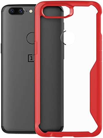 OnePlus 5T Case, Nuomaofly Shock-absorbing Transparent Anti-Scratch Back Cover With Air Cushion TPU Bumper [Non-slip Grip ] Protective Case for OnePlus 5T (Red)