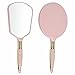 XPXKJ Handheld Mirror with Handle, for Vanity Makeup Home Salon Travel Use (Pink, Square)