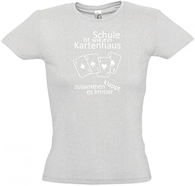 eduShirt Schule ist wie EIN Kartenhaus (Frauen), M, Grey Melange