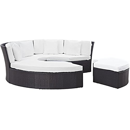 Modway Convene Wicker Rattan Outdoor Patio Round Poolside Sectional