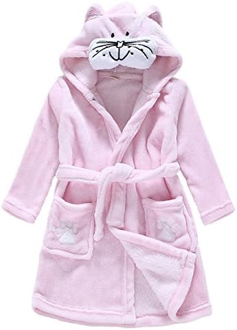 Pink cat beautiful hooded bath robe Pockets baby bathrobe towel 0-12 months
