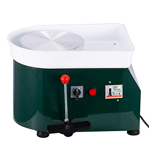 Cozyel Pottery Wheel 25cm Pottery Forming Machine 110V 250W Electric Pottery Wheel DIY Clay Tool with Tray for Ceramic Work Ceramics Clay (Green)