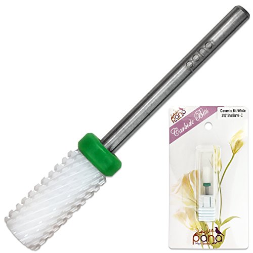 Beauticom Pana Professional USA Ceramic White Small Barrel Bit Nail Drill (Grit: COARSE) 3/32