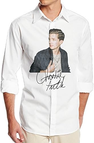 Memoy Charlie Pretty Puth Men's Long Sleeve Casual T-shirt S White