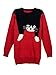 Persun Red Women's Long Sleeve Cat Intarsia Knit Jumper Sweater,One Size