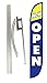 LookOurWay Feather Flag Pole Kit - 12 Feet Tall Advertising Flag Banner with Fiberglass Pole Kit and Ground Spike for Business Promotion - Grand Opening Flags - Now Open Blue & Yellow (10M1200029)