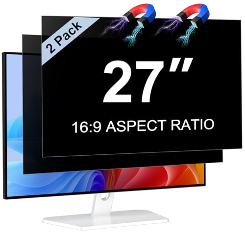 [2 Pack] Magnetic 27 Inch Monitor Privacy Screen for 16:9 Aspect Ratio Widescreen Monitor,Removable Anti Glare Computer Screen Privacy Shield Protector, Blue Light Filter