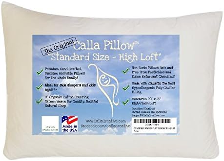 Calla Standard Adult Size Pillow 20" x 26" Organic Cotton Polyester Washable Fill (High Loft)