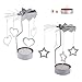 RETON 2 Pcs Metal Rotating Tea Light Candle Holder Silver DIY Spinning Tealight Holder for Home Festival Decoration+8pcs Tealight Candles (Heart&Star)