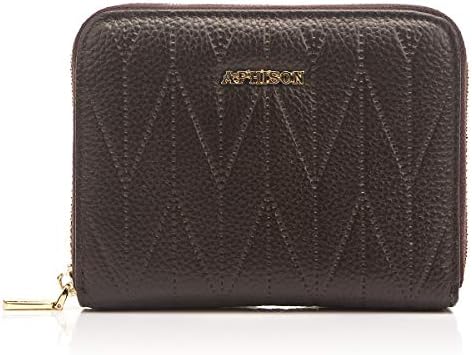 APHISONUK Women RFID Blocking Short Purse Genuine Leather Card Wallet Ladies Large Capacity Credit Card Holder Stylish Clutch Purse/24 Slots/Gift Box (24slots-Coffee)