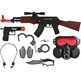 AJ Toys & Games Kid's Pretend Play AK-47 SWAT Special Force Commando Kit Set, Friction Toy Gun Role Play