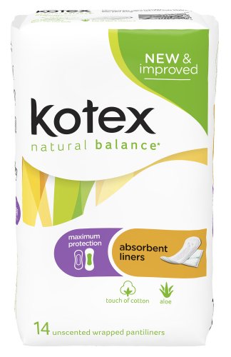 Kotex Natural Balance Absorbent Liners, Maximum Protection, 14 Count