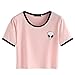 Froomer Women Short Sleeves Crop T-Shirt Top Aliens Printed Short Tops (Asian L, Pink)