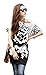 Women Short Batwing Sleeve Flower Print Loose Tunic Shirt White Medium