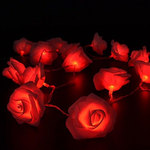 Lightspot2M 20 LED Battery Operated Rose Flower Fairy String Lights for Wedding Garden Party Valentine's Day Christmas Decoration (2M 20LED, Red)…