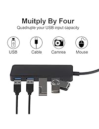 Odessa   Hub USB de 4 puertos con 1 puerto de carga de 5 V 2,4 A para Mac OS X 10,9 Above, Windows, Android, unidades flash USB, lector de tarjetas, impresora, disco duro móvil y mucho más. ... (negro)