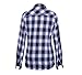 ZENTHACE Women's Thermal Fleece Lined Plaid Button Down Flannel Shirt Jacket Blue/White M