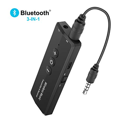 Bluetooth Transmitter and Receiver 3-in-1, Portable Wireless Bluetooth Adapter, Rechargeable Bluetooth Transmitter for TV, Bluetooth Audio Receiver for Car/Home Stereo System
