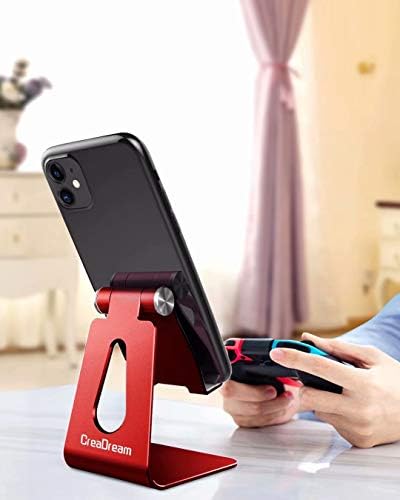 Adjustable Cell Phone Stand, CreaDream Phone Stand, Cradle, Dock, Holder, Aluminum Desktop Stand Compatible with iPhone Xs Max Xr 8 7 6 6s Plus 5s Charging, Accessories Desk,All Smart Phone-Red 4 4111njowXhL. AC
